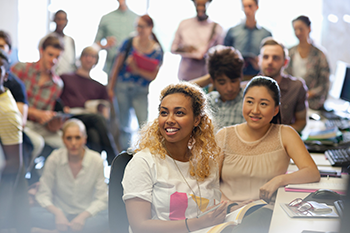 Diverse people in classroom